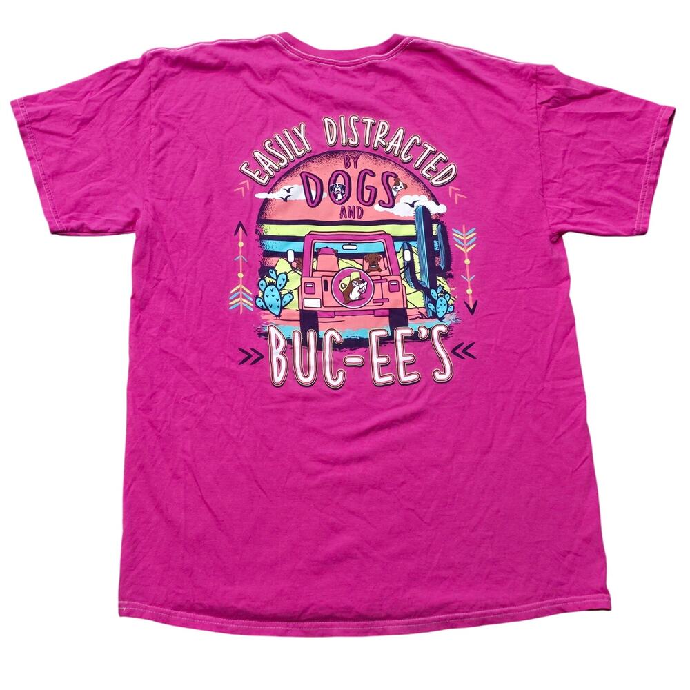 Buc-ee's Pink Easily Distracted By Dogs And Buc-ee's Short Sleeve Shirt Bucee's
